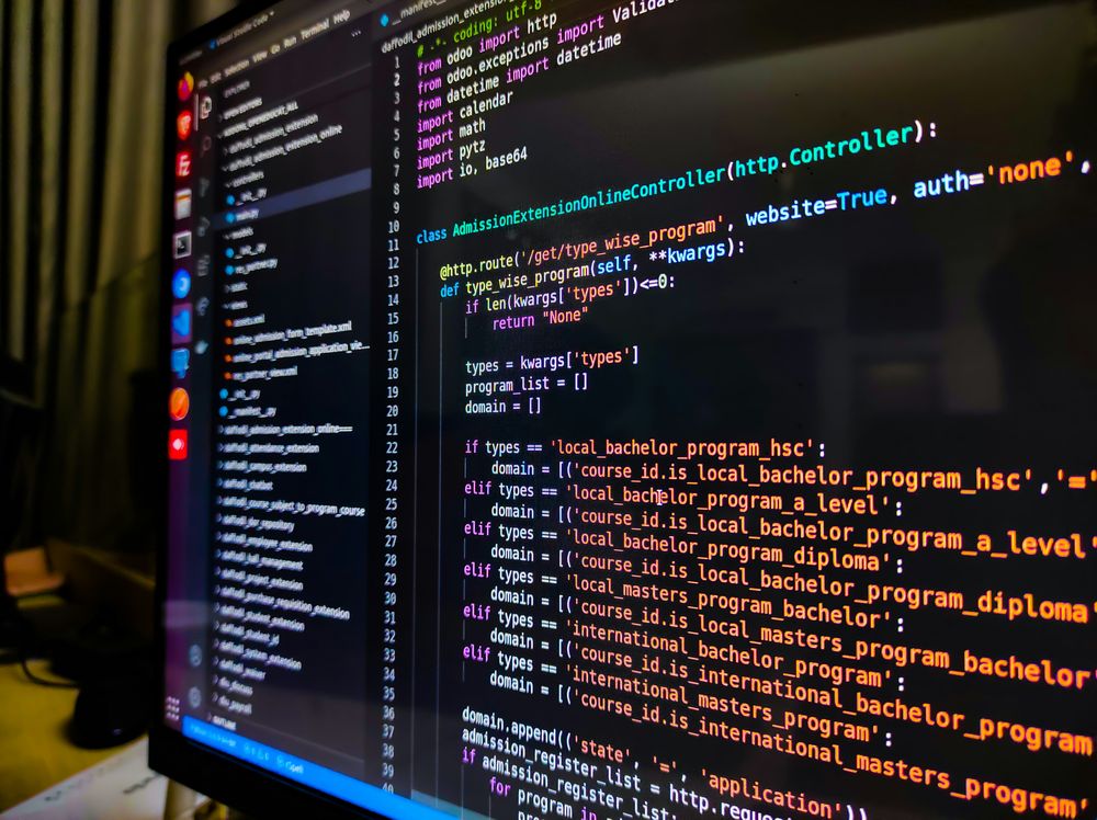 Software code displayed on a developer's monitor.